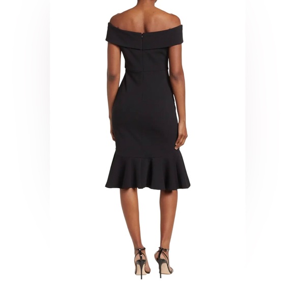 Marina Off-the-Shoulder Scuba Crepe Dress Black Size 6 - Picture 3 of 8